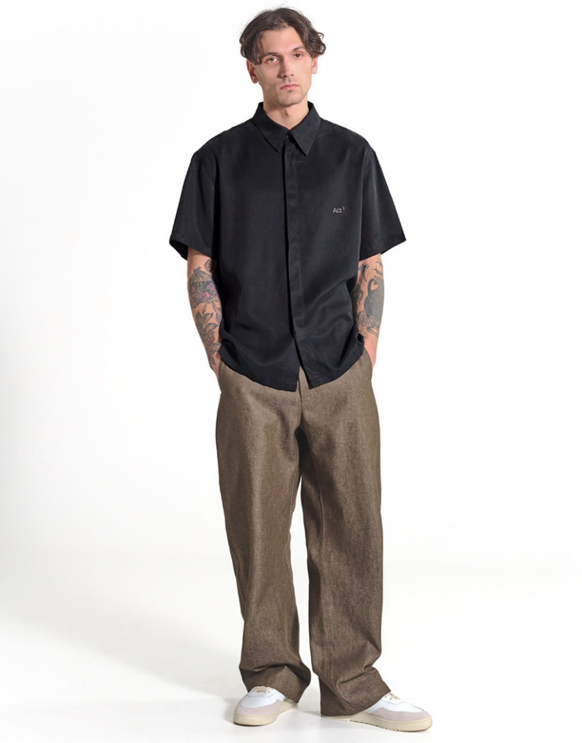 Сорочка Button up tencel shirt black ACT_SS25031, фото 1 - в интернет магазине KAPSULA