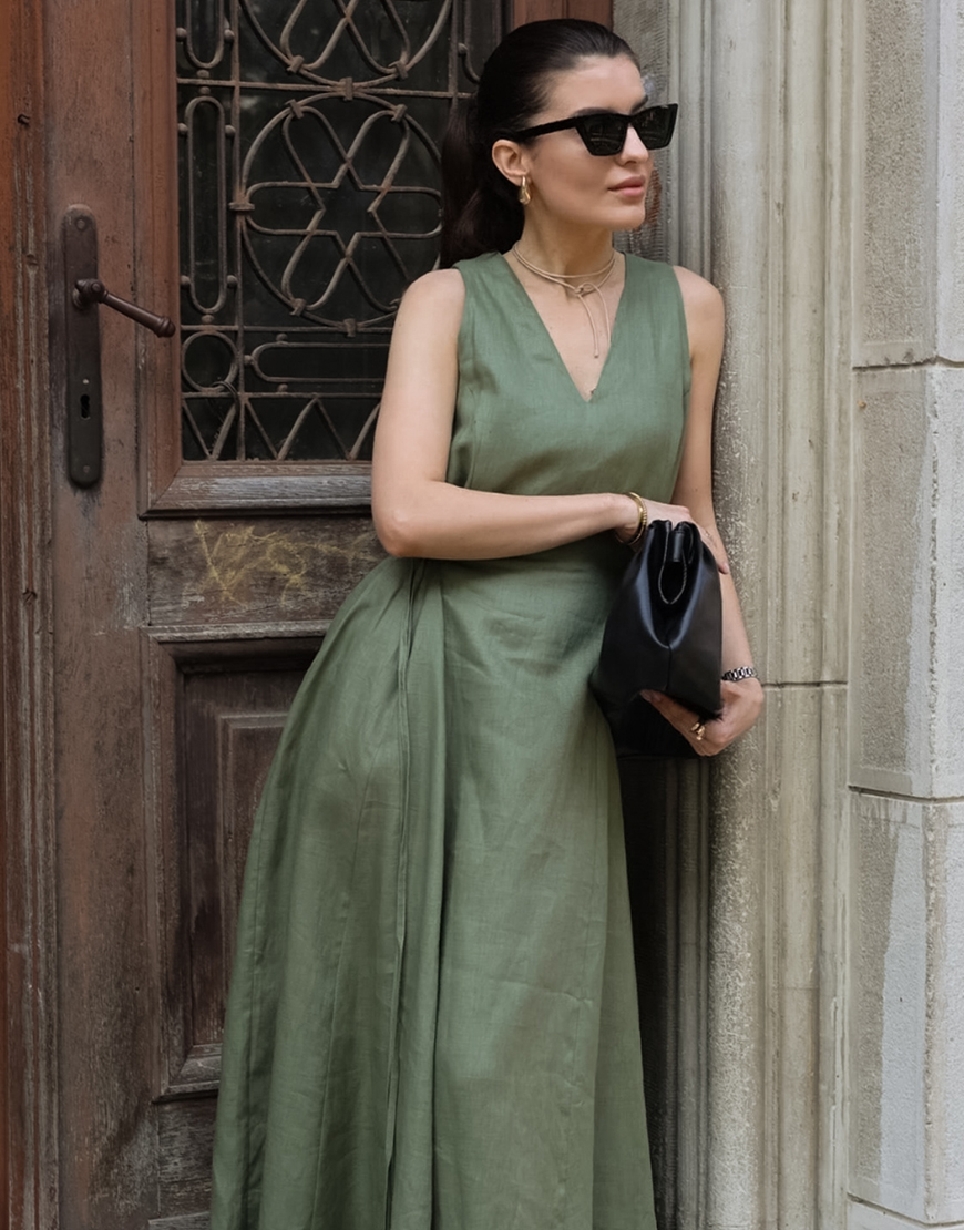 Лляна сукня Gaia зелена SVR_VS-23 GAIA_green, фото 1 Лляна сукня Gaia зелена SVR_VS-23 GAIA_green, фото 1 - в интернет магазине KAPSULA