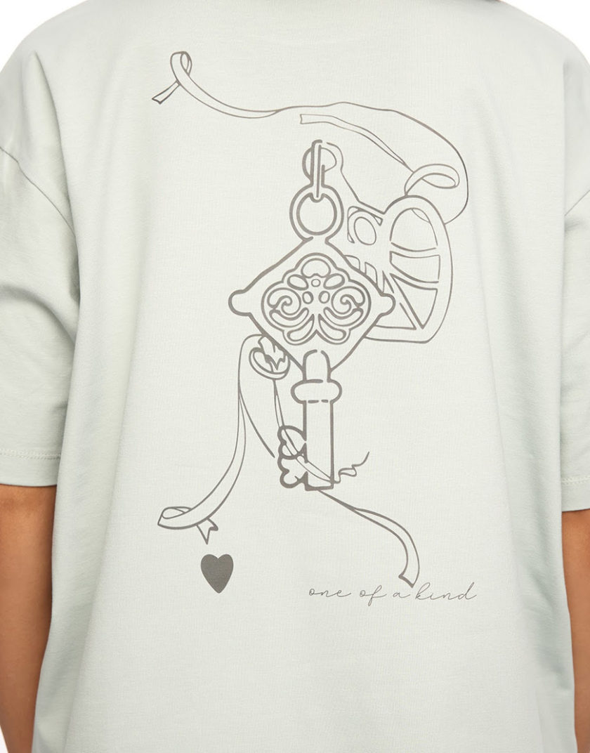 Оверсайз футболка Heart Key у м'ятному кольорі ATT_TSRTMTPRNT06, фото 1 - в интернет магазине KAPSULA