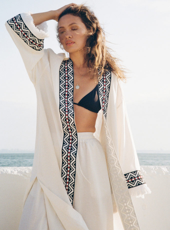 Кімоно з льону лляне з графічною вишивкою FRBC_FB_0207_kimono, фото 1 - в интернет магазине KAPSULA