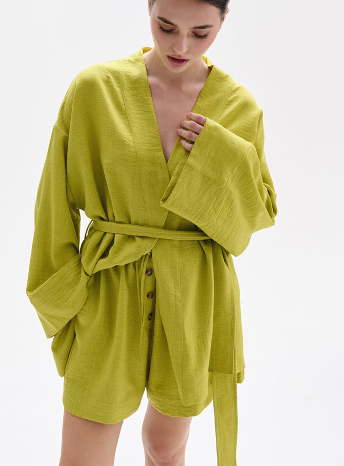 Лляний костюм кімоно з шортами FRBC_FB_1206_kimono, фото 1 - в интернет магазине KAPSULA