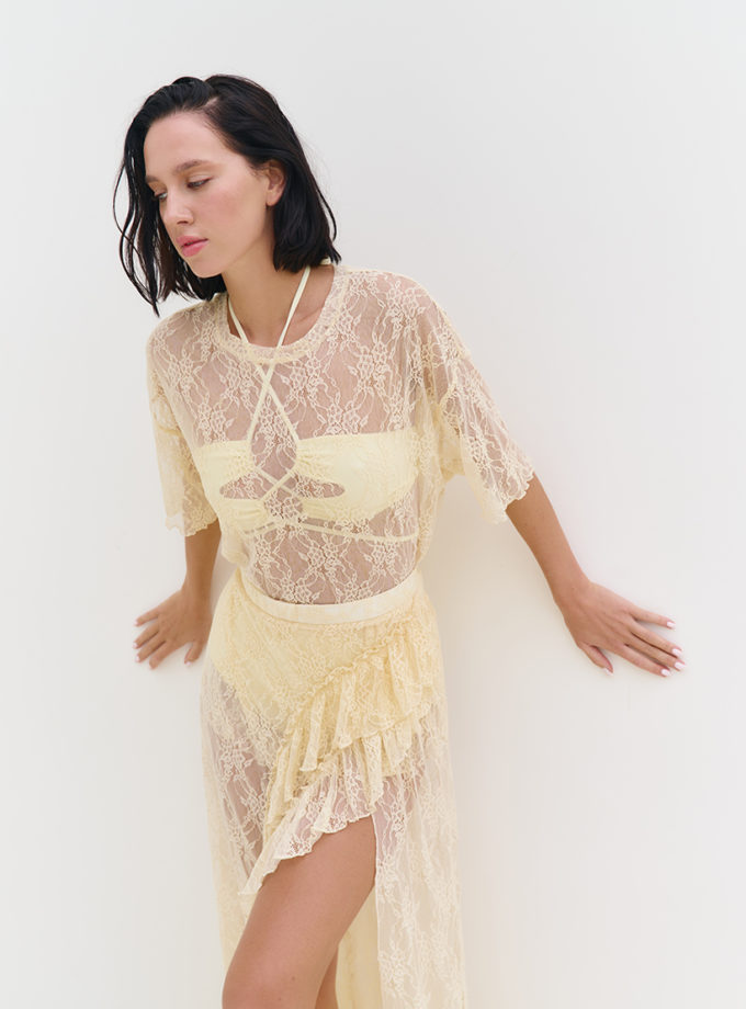 Футболка Limoncello Lace butter yellow MMSW_ФLL-S25-BY, фото 1 - в интернет магазине KAPSULA