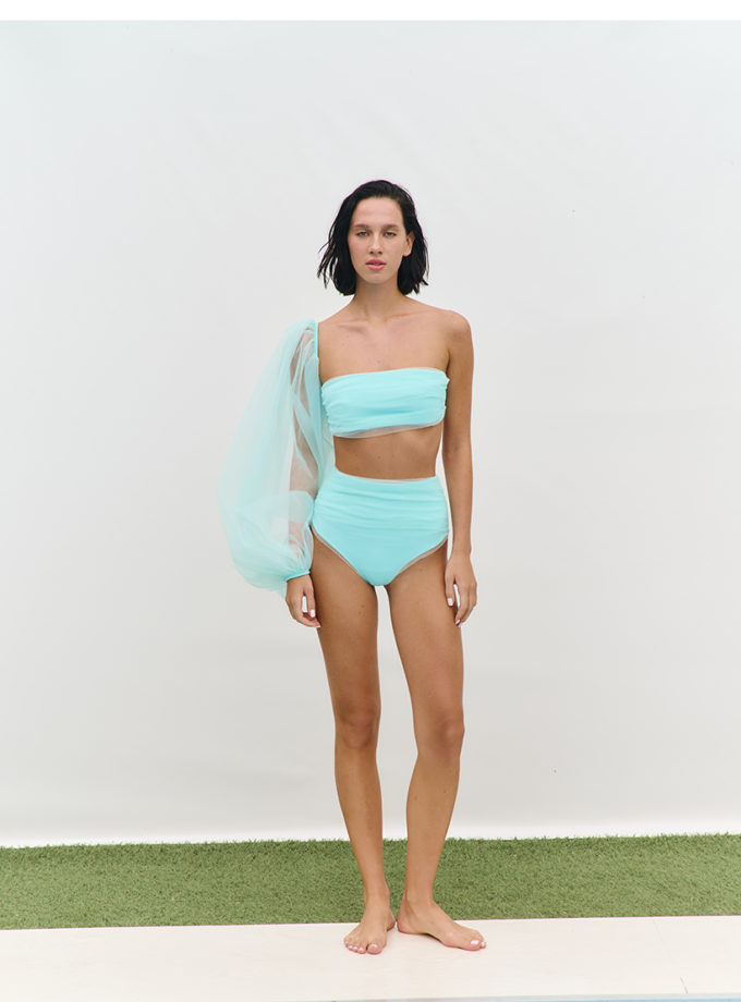 Плавки з високою посадкою та драпіруванням Aqua Muse бірюзові MMSW_ПSV-S25-LB, фото 1 - в интернет магазине KAPSULA
