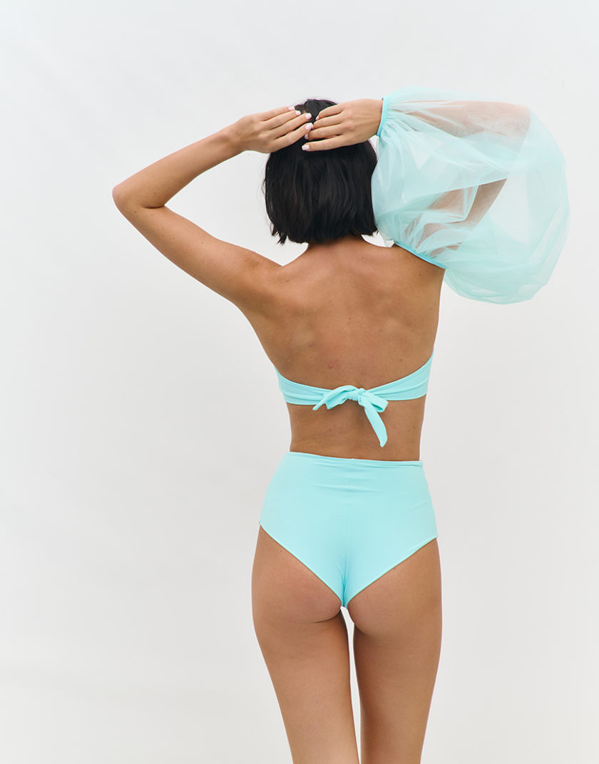 Плавки з високою посадкою та драпіруванням Aqua Muse бірюзові MMSW_ПSV-S25-LB, фото 1 - в интернет магазине KAPSULA