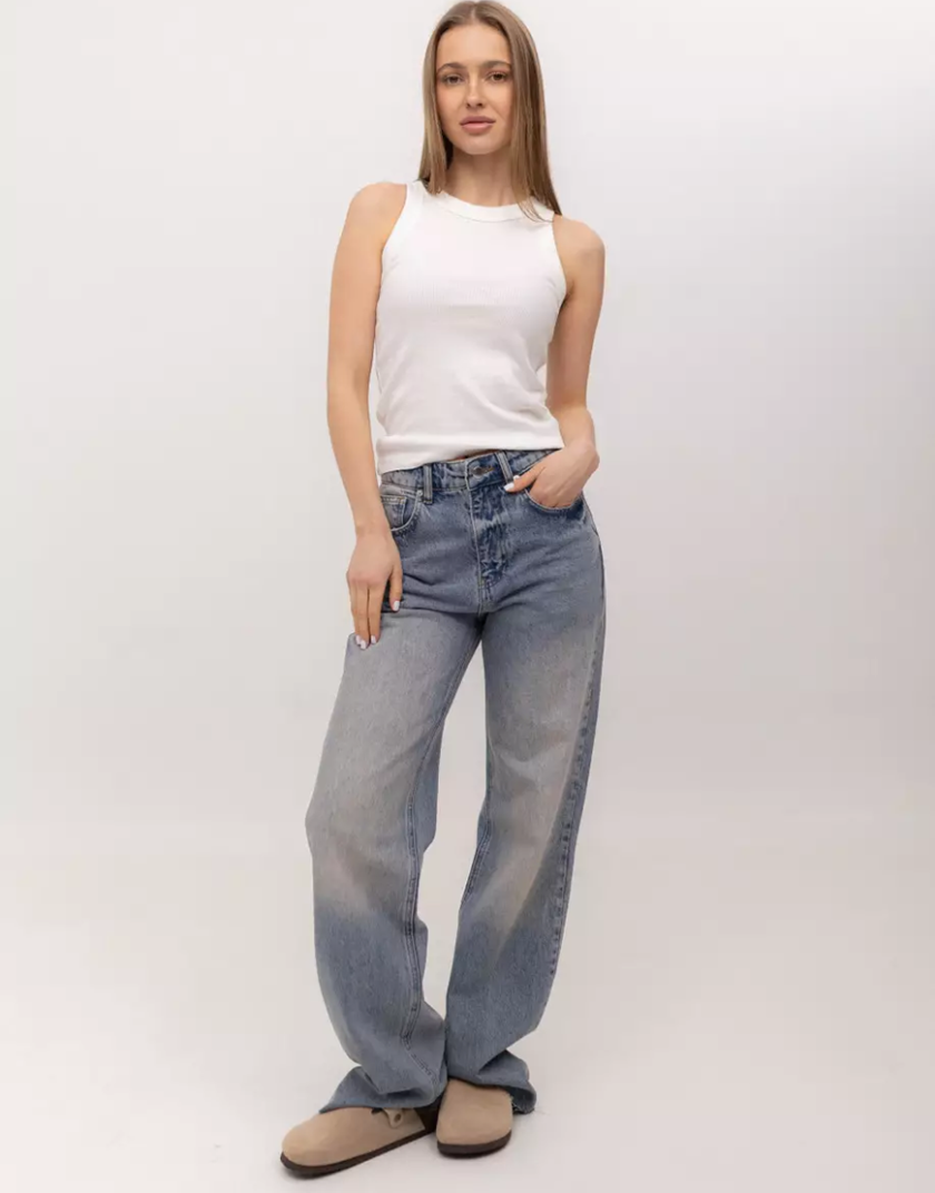 Джинси wide leg блакитний-вінтажний wl 538 TWC_WL250110538, фото 1 - в интернет магазине KAPSULA