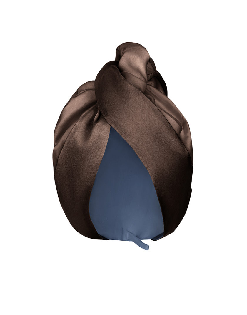 Шовковий тюрбан для вологого волосся коричневий MLD_turban_7, фото 1 - в интернет магазине KAPSULA