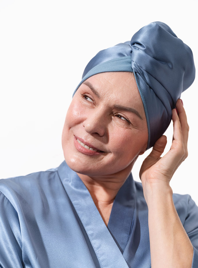 Шовковий тюрбан для вологого волосся  блакитний MLD_turban_1, фото 1 - в интернет магазине KAPSULA