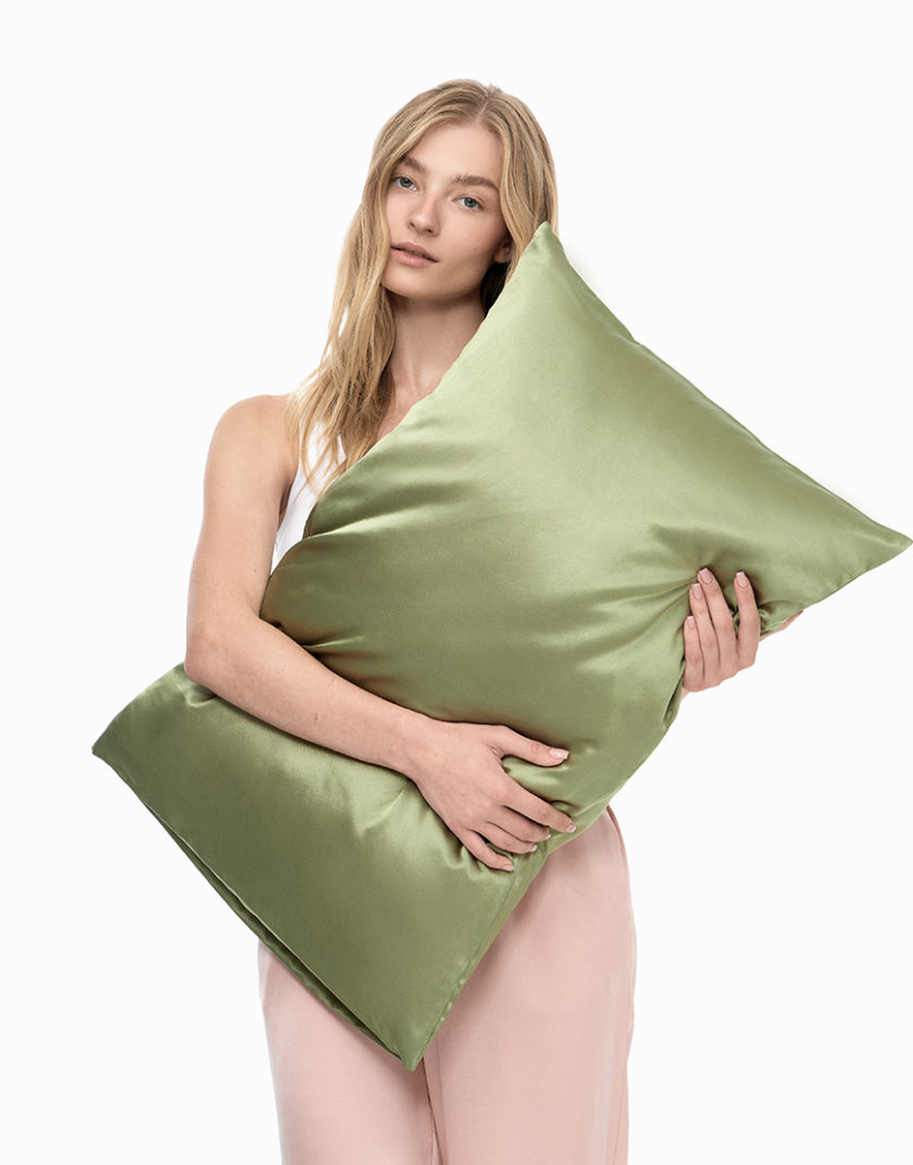 Наволочка з 100% шовку Mulberry оливкова MLD_pillowcase_6, фото 1 - в интернет магазине KAPSULA