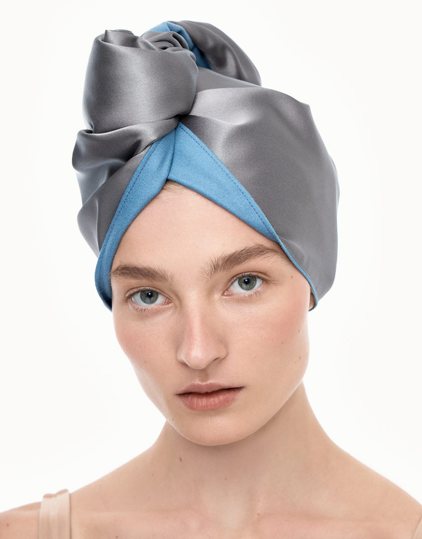 Шовковий тюрбан для вологого волосся сірий MLD_turban_5, фото 1 - в интернет магазине KAPSULA