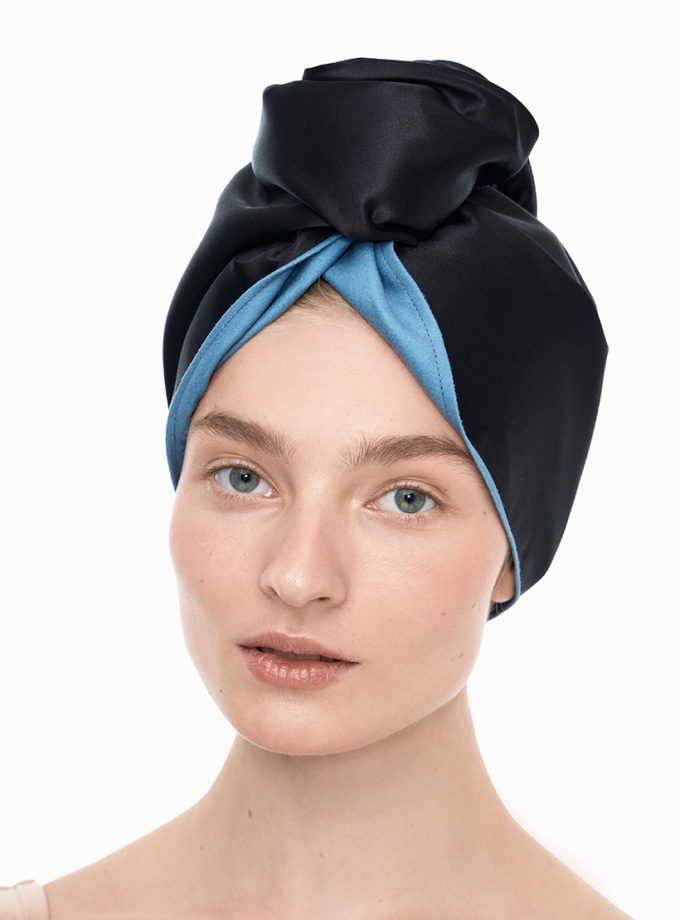 Шовковий тюрбан для вологого волосся чорна MLD_turban_2, фото 1 - в интернет магазине KAPSULA