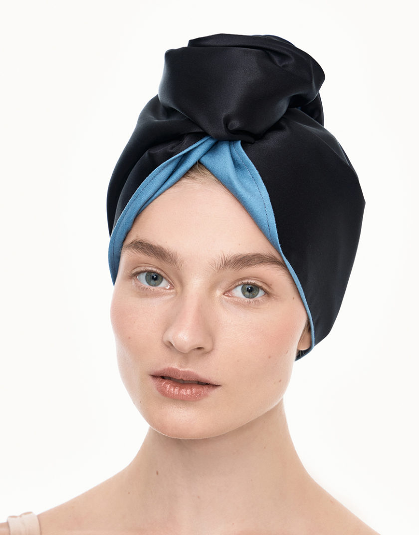 Шовковий тюрбан для вологого волосся чорна MLD_turban_2, фото 1 - в интернет магазине KAPSULA