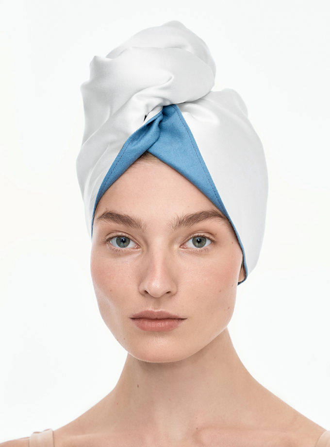 Шовковий тюрбан для вологого волосся білий MLD_turban_3, фото 1 - в интернет магазине KAPSULA