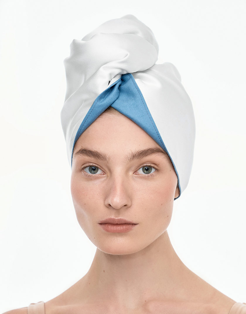 Шовковий тюрбан для вологого волосся білий MLD_turban_3, фото 1 - в интернет магазине KAPSULA