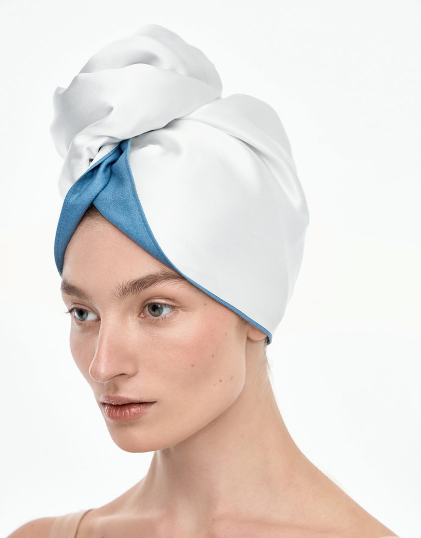 Шовковий тюрбан для вологого волосся білий MLD_turban_3, фото 1 - в интернет магазине KAPSULA