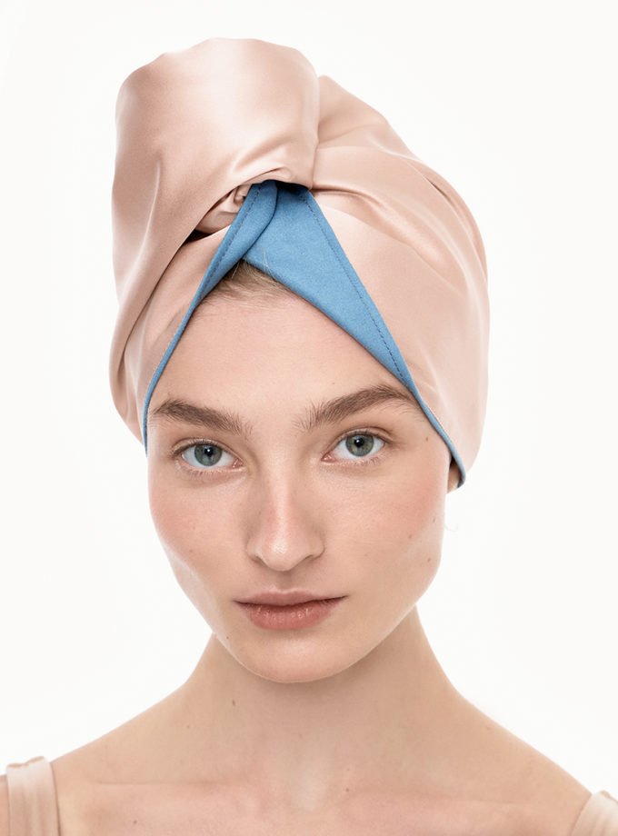 Шовковий тюрбан для вологого волосся рожевий MLD_turban_4, фото 1 - в интернет магазине KAPSULA