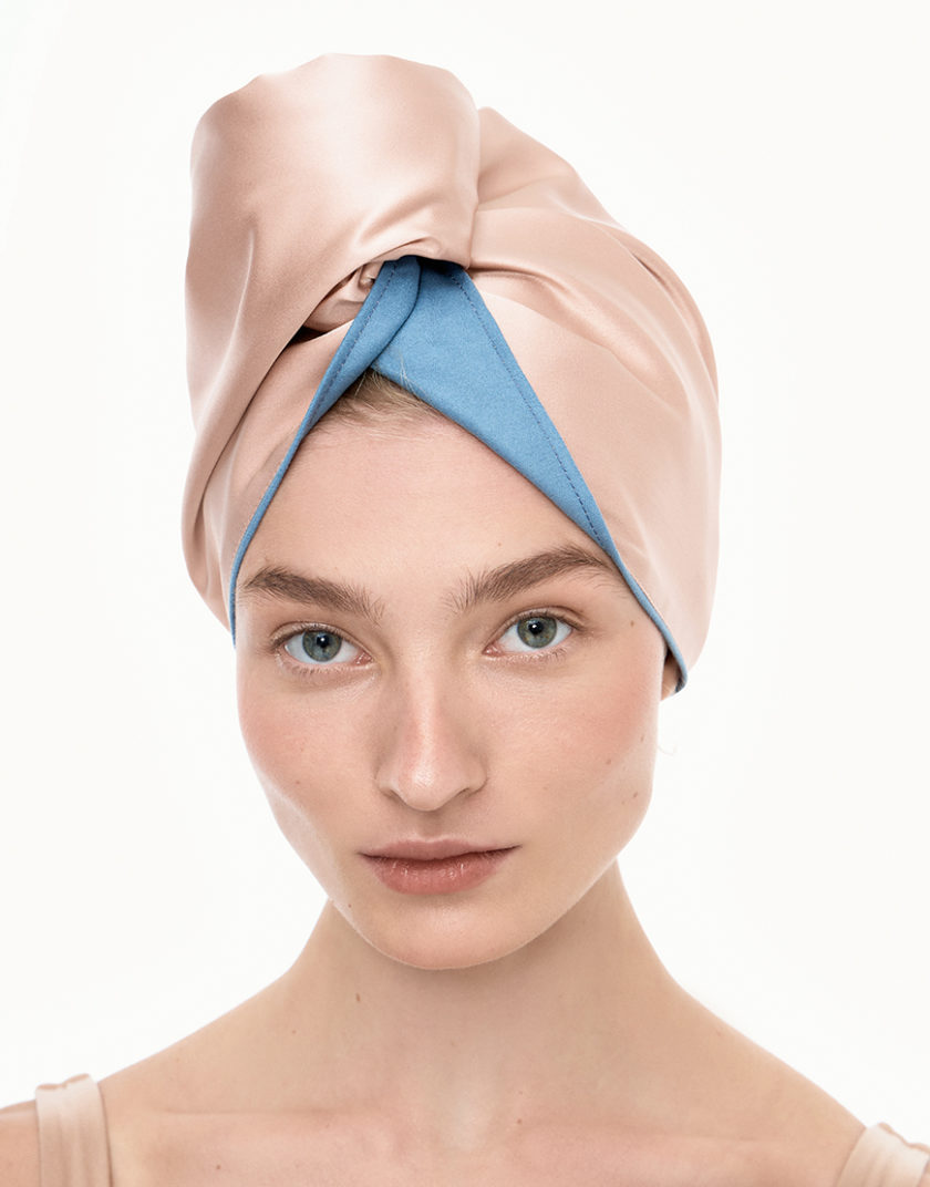 Шовковий тюрбан для вологого волосся рожевий MLD_turban_4, фото 1 - в интернет магазине KAPSULA