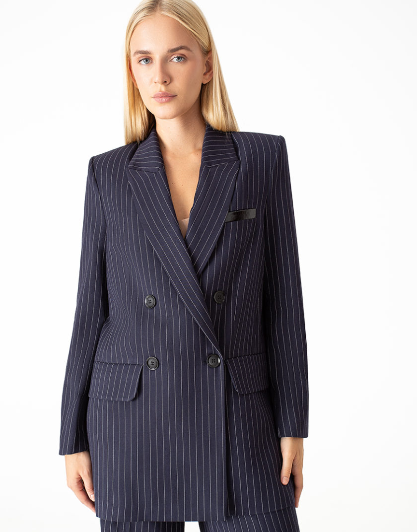 Oversize піджак в смужку синій MGN_1810BL, фото 1 - в интернет магазине KAPSULA