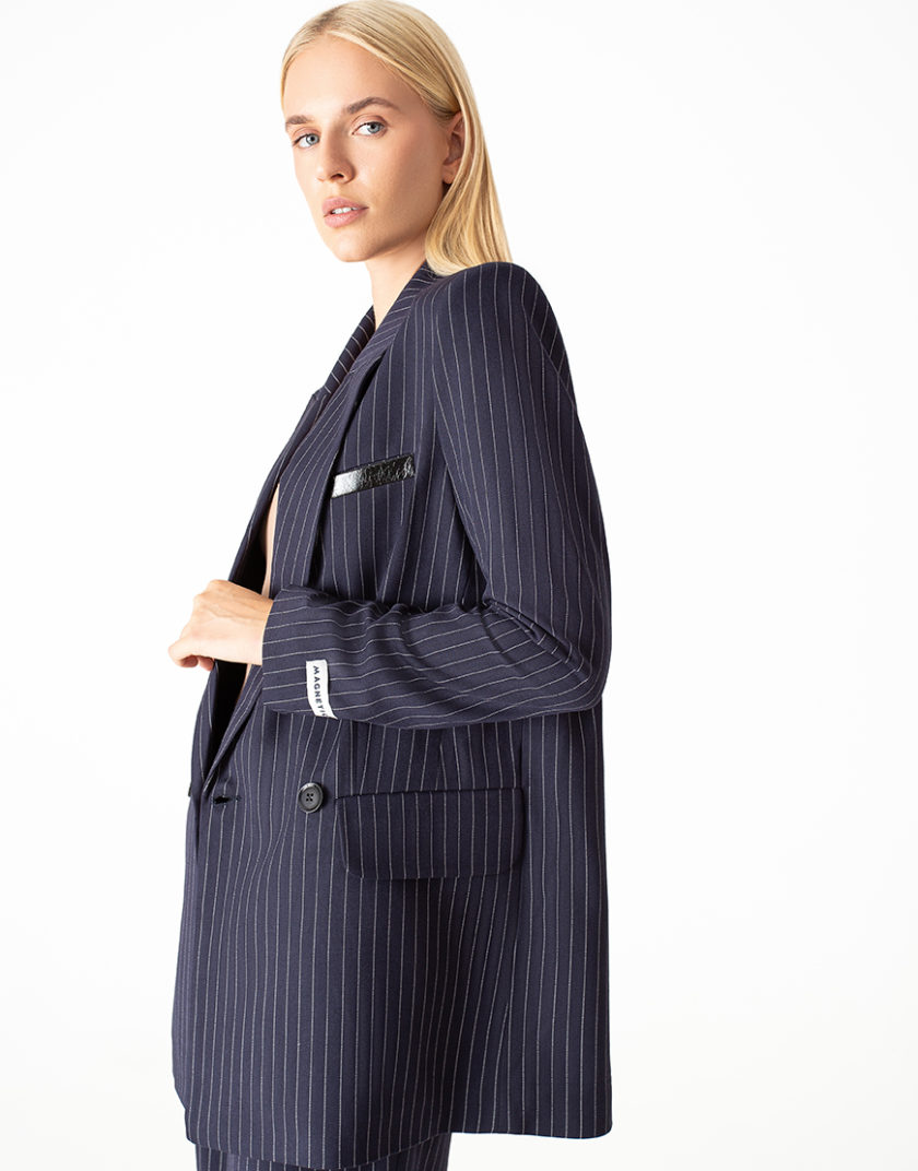 Oversize піджак в смужку синій MGN_1810BL, фото 1 - в интернет магазине KAPSULA