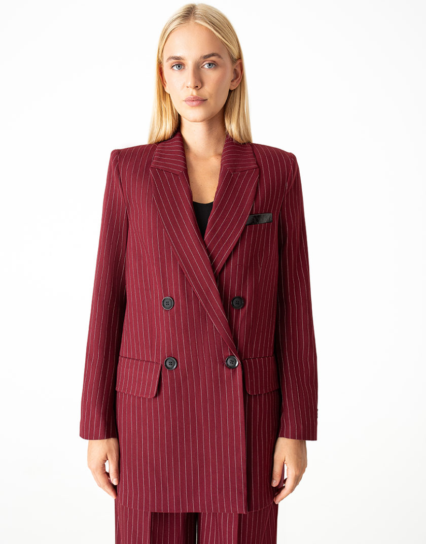 Oversize піджак в смужку бордовий MGN_1810BD, фото 1 - в интернет магазине KAPSULA
