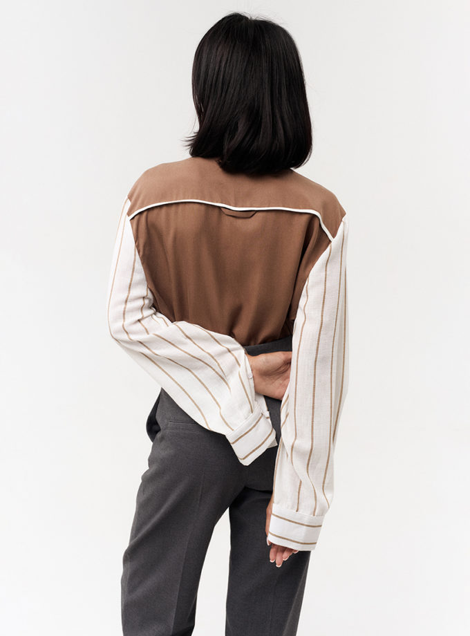 Двухфактурана сорочка коричнева TW_NQ_SS 223547, фото 1 - в интернет магазине KAPSULA