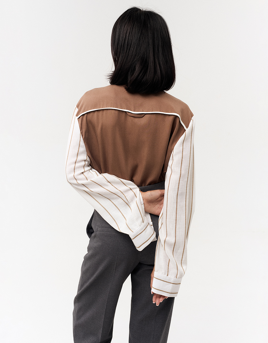 IMG_7968 Двухфактурана сорочка коричнева TWINSIS CLOTHES (TW_NQ_SS 223547) - фото 2