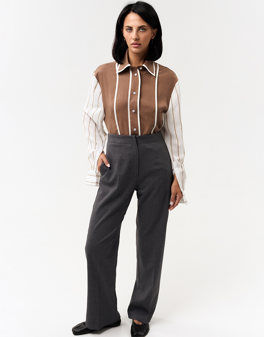 IMG_7985 Двухфактурана сорочка коричнева TWINSIS CLOTHES (TW_NQ_SS 223547) - фото 4