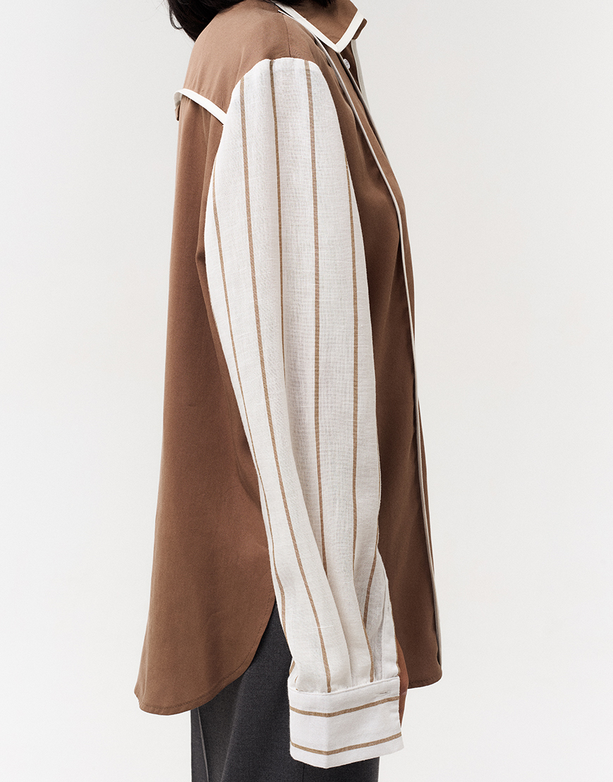 IMG_7987 Двухфактурана сорочка коричнева TWINSIS CLOTHES (TW_NQ_SS 223547) - фото 6