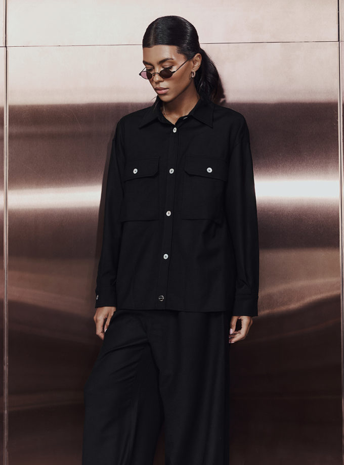 Сорочка з вовни та кашеміру CHLT_Zurich_Shirt_ Black, фото 1 - в интернет магазине KAPSULA
