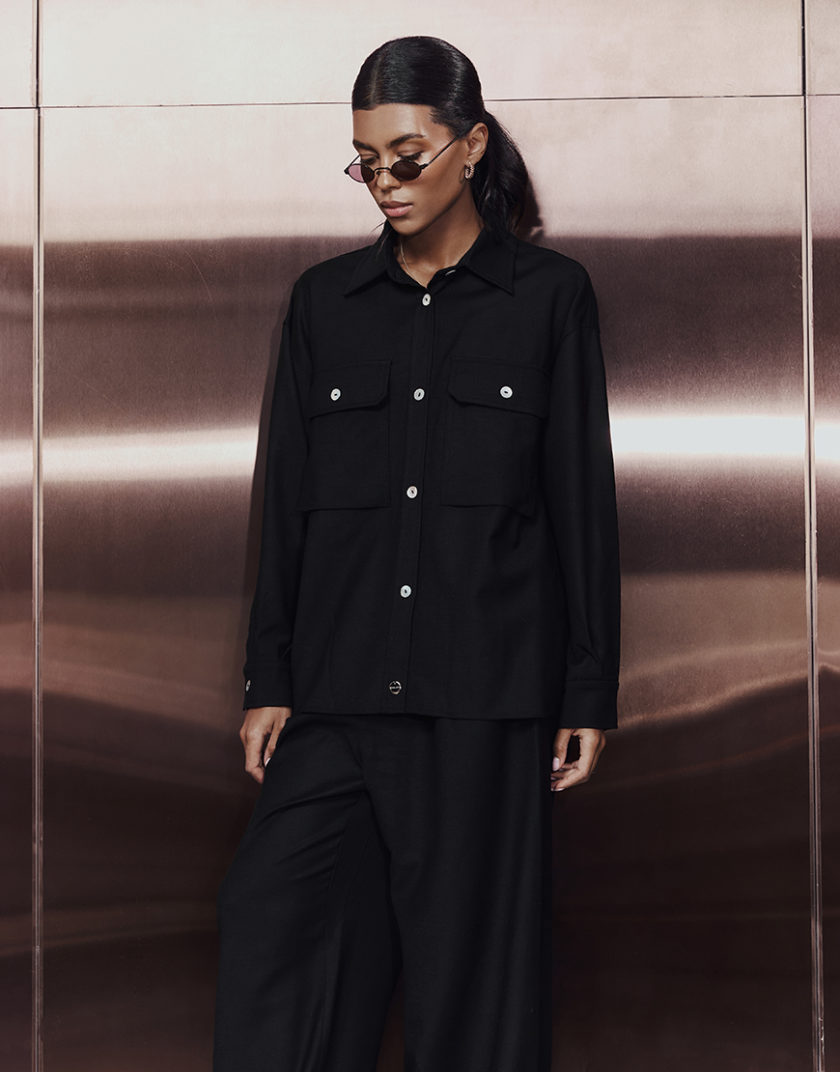 Сорочка з вовни та кашеміру CHLT_Zurich_Shirt_ Black, фото 1 - в интернет магазине KAPSULA