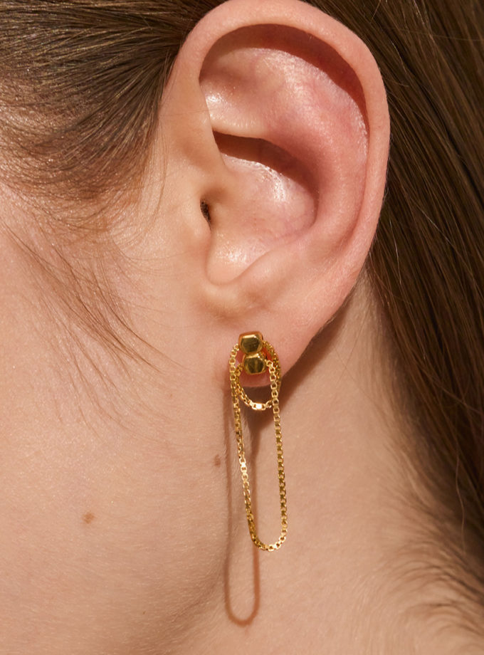 Сережки 3-в-1 урбе зі срібла в позолоті ORX_earrings_urbe_gp, фото 1 - в интернет магазине KAPSULA