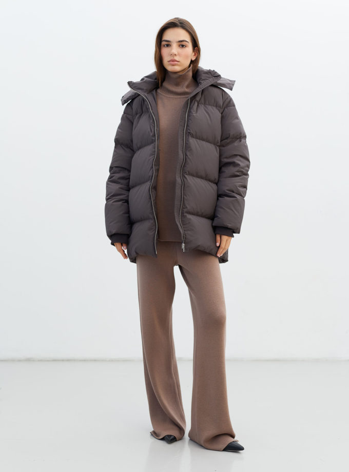 Куртка вільного крою з натуральним пухом капучино TLA_00002592, фото 1 Куртка вільного крою з натуральним пухом капучино TLA_00002592, фото 1 - в интернет магазине KAPSULA