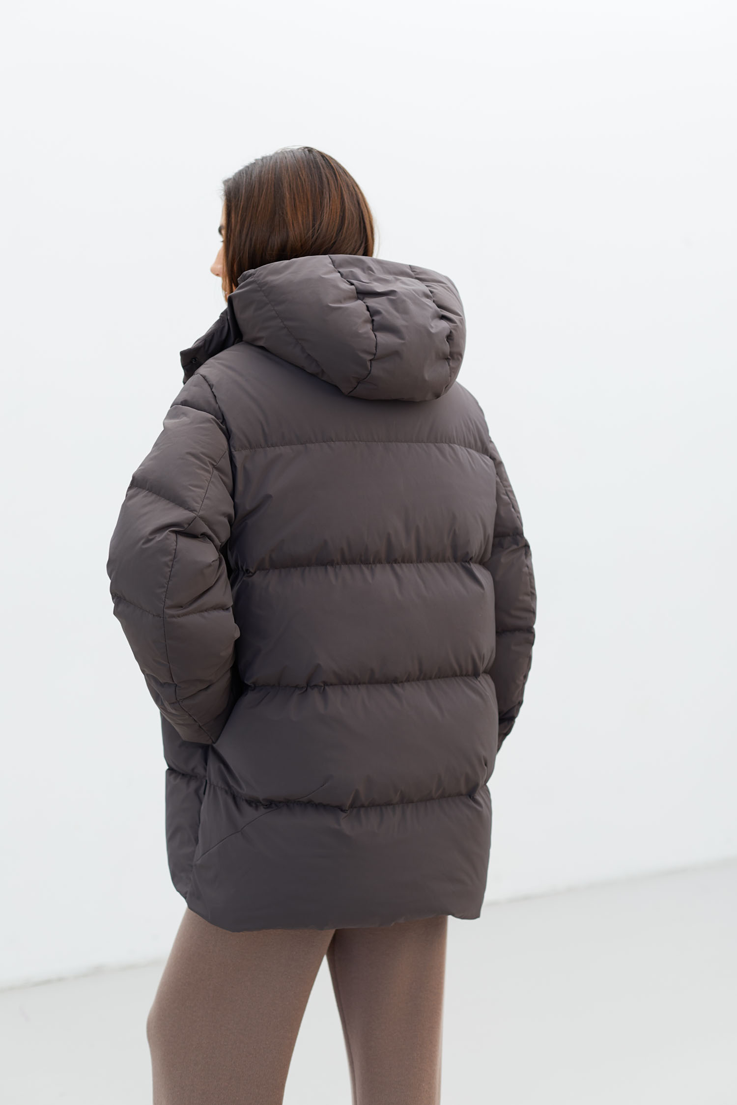 Куртка вільного крою з натуральним пухом капучино TLA_00002592, фото 1 Куртка вільного крою з натуральним пухом капучино TLA_00002592, фото 1 - в интернет магазине KAPSULA