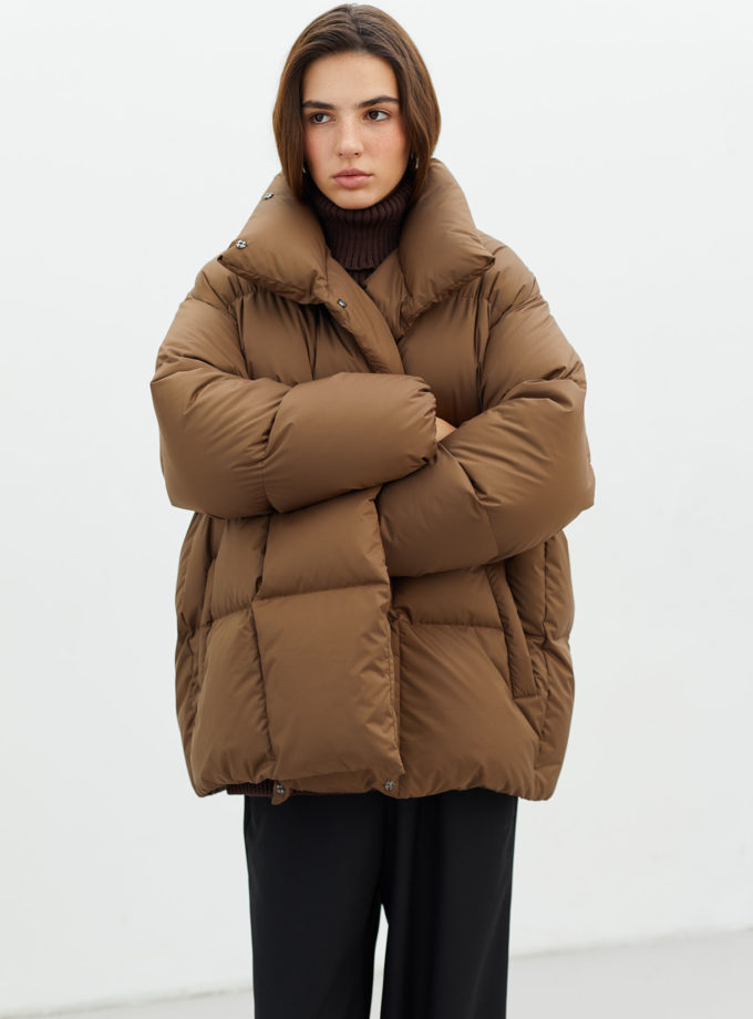 Куртка оверсайз коричнева TLA_00002659, фото 1 - в интернет магазине KAPSULA