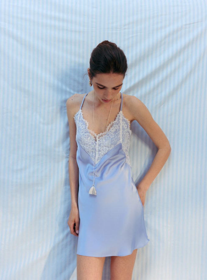 Сукня міні комбінація з мереживом блакитна TLA_00003146, фото 1 Сукня міні комбінація з мереживом блакитна TLA_00003146, фото 1 - в интернет магазине KAPSULA