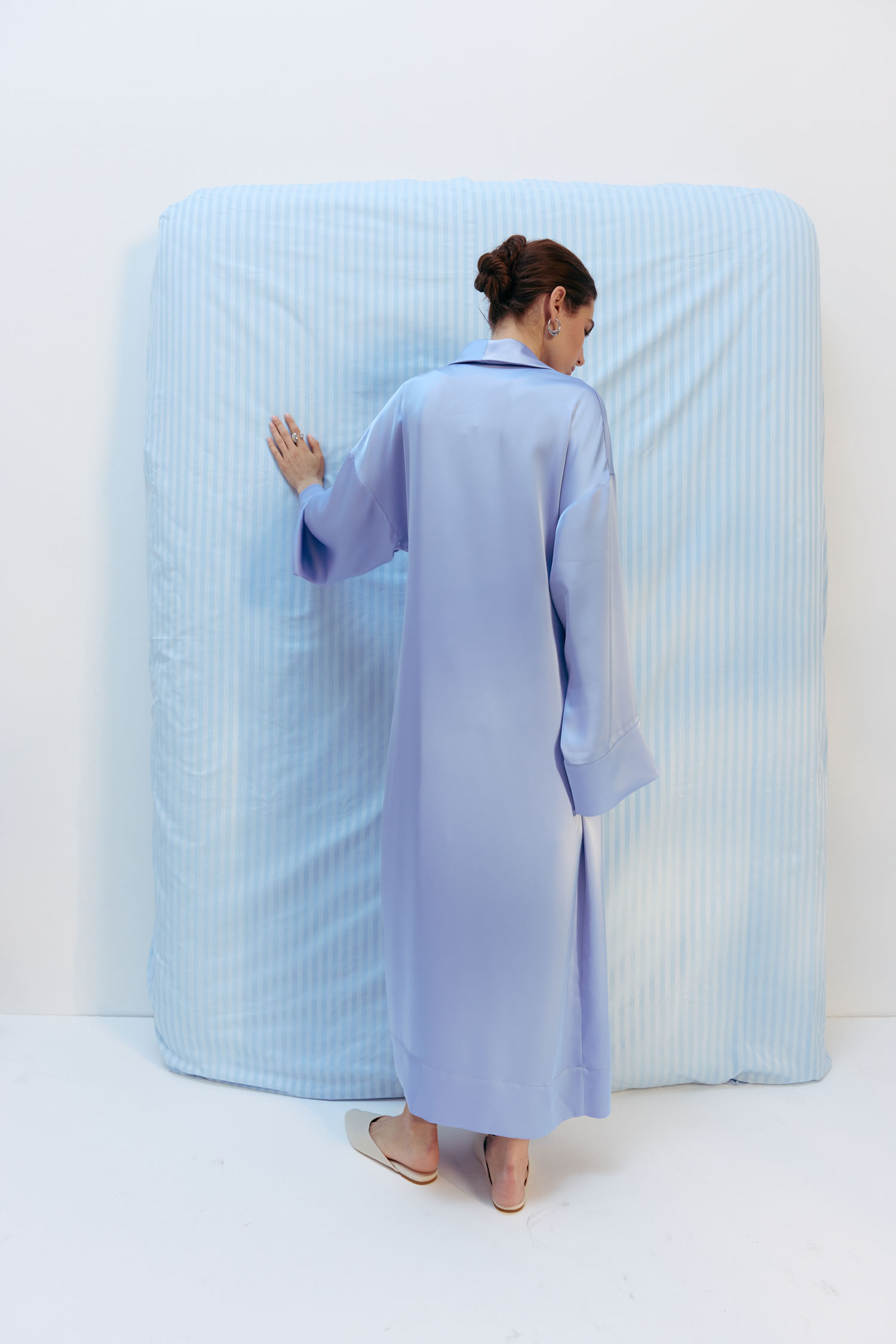 00003223-5 Кімоно вільного крою із сатину блакитне THE LACE (TLA_00003223) - фото 5