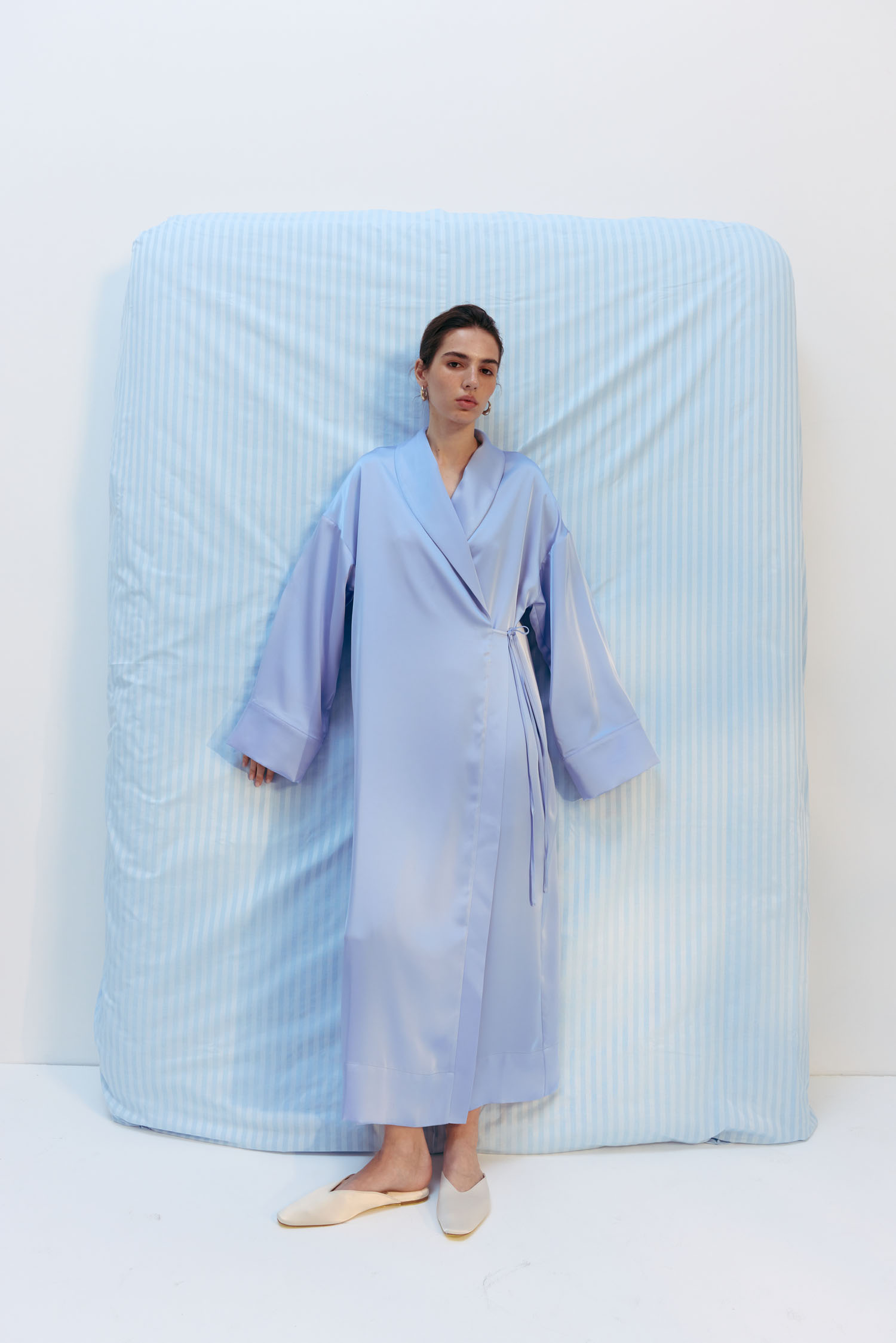 00003223-7 Кімоно вільного крою із сатину блакитне THE LACE (TLA_00003223) - фото 7