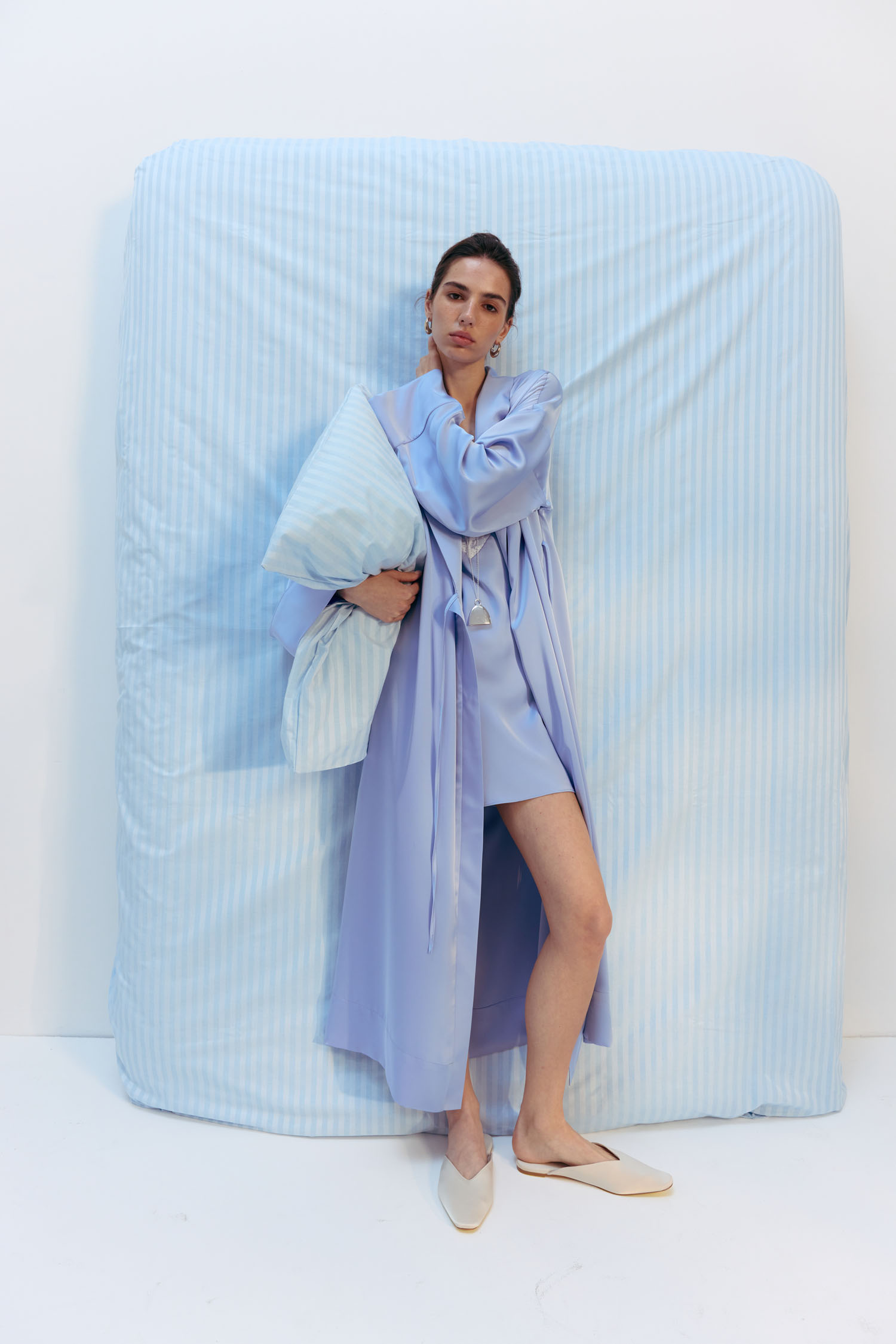 00003223-9 Кімоно вільного крою із сатину блакитне THE LACE (TLA_00003223) - фото 9