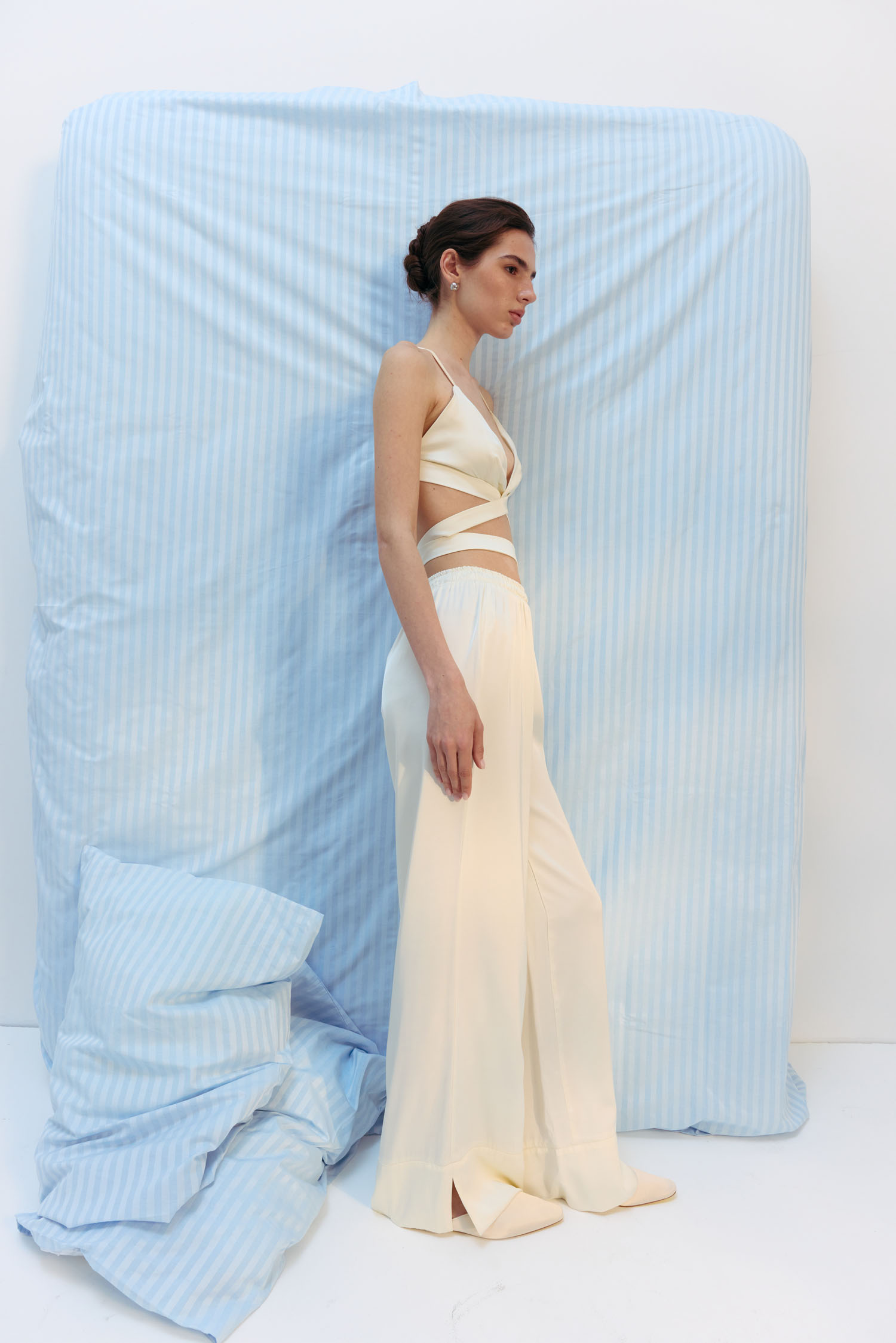 00003237-2 Брюки з сатину на гумці молочні THE LACE (TLA_00003237) - фото 2