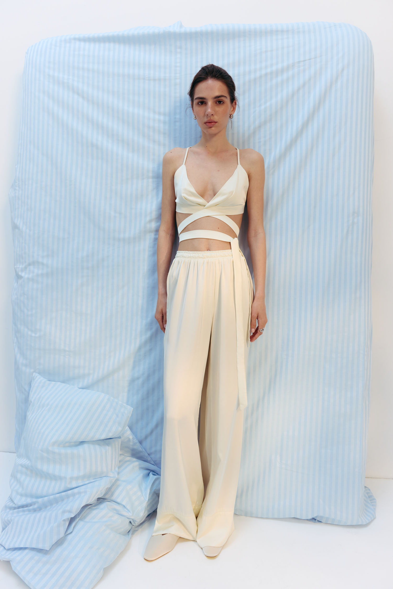 00003237-5 Брюки з сатину на гумці молочні THE LACE (TLA_00003237) - фото 5