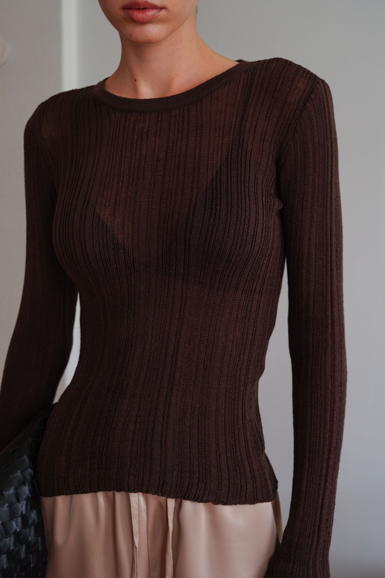 00003343-7 Джемпер напівпрозорий фактурний шоколадний THE LACE (TLA_00003343) - фото 7