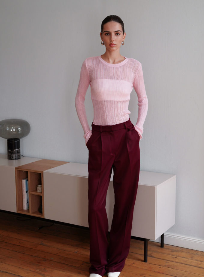 Джемпер напівпрозорий фактурний рожевий THE LACE (TLA_00003344)