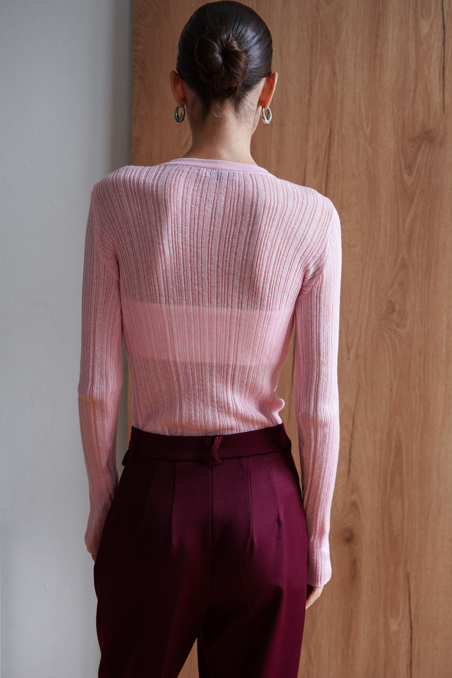 00003344-3 Джемпер напівпрозорий фактурний рожевий THE LACE (TLA_00003344) - фото 3