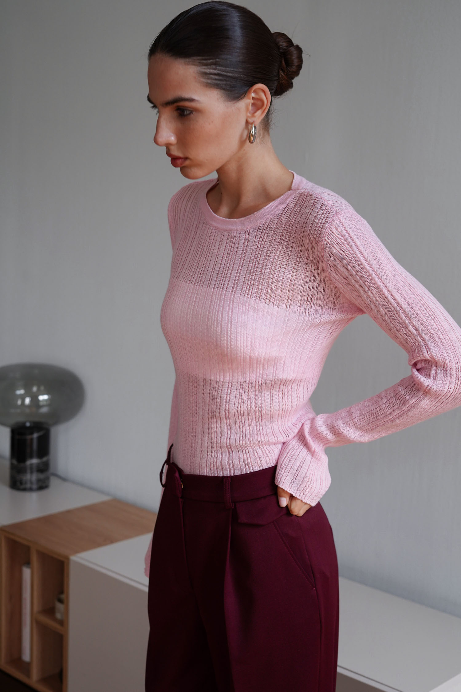 00003344-6 Джемпер напівпрозорий фактурний рожевий THE LACE (TLA_00003344) - фото 6