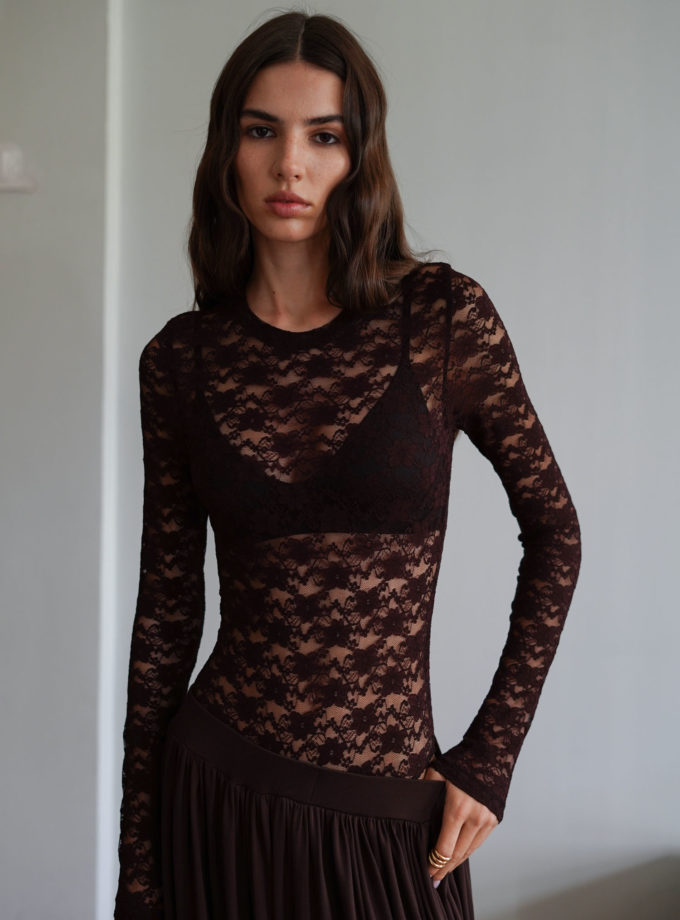 Боді з гіпюру шоколадне TLA_00003348, фото 1 Боді з гіпюру шоколадне TLA_00003348, фото 1 - в интернет магазине KAPSULA