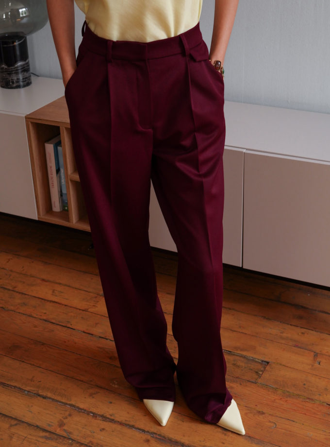 Брюки палаццо з декоративним клапаном бордові Modena TLA_00003355, фото 1 - в интернет магазине KAPSULA