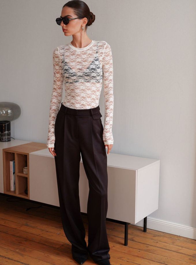 Брюки палаццо з декоративним клапаном шоколадні Modena THE LACE (TLA_00003356)