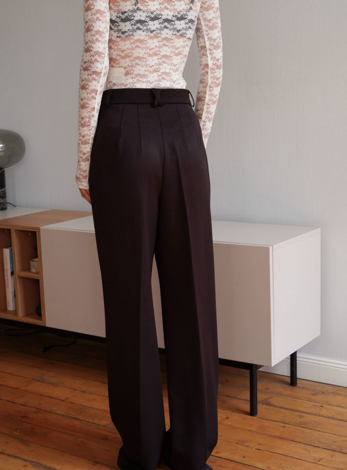 Брюки палаццо з декоративним клапаном шоколадні Modena THE LACE (TLA_00003356)