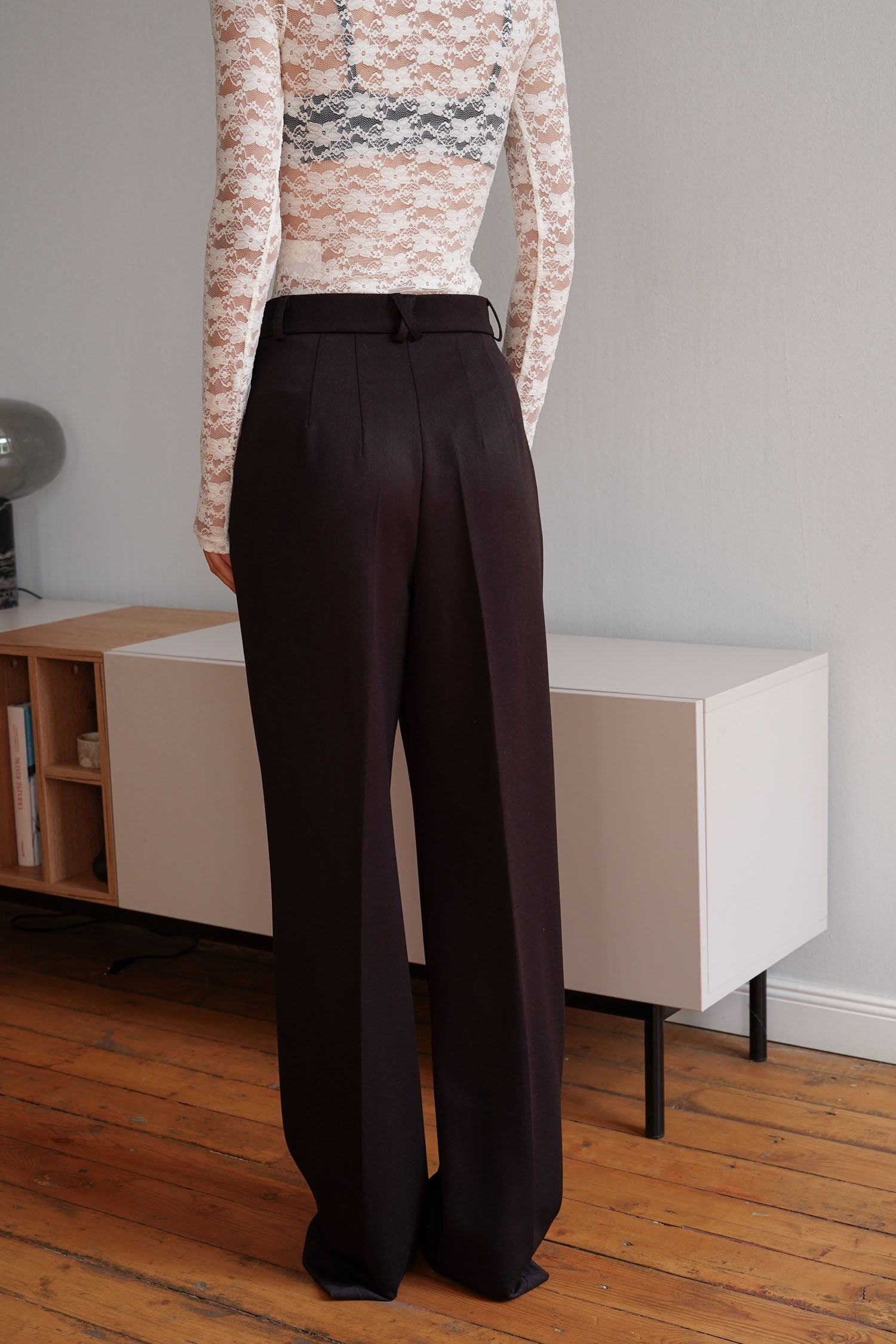 00003356-2 Брюки палаццо з декоративним клапаном шоколадні Modena THE LACE (TLA_00003356) - фото 2