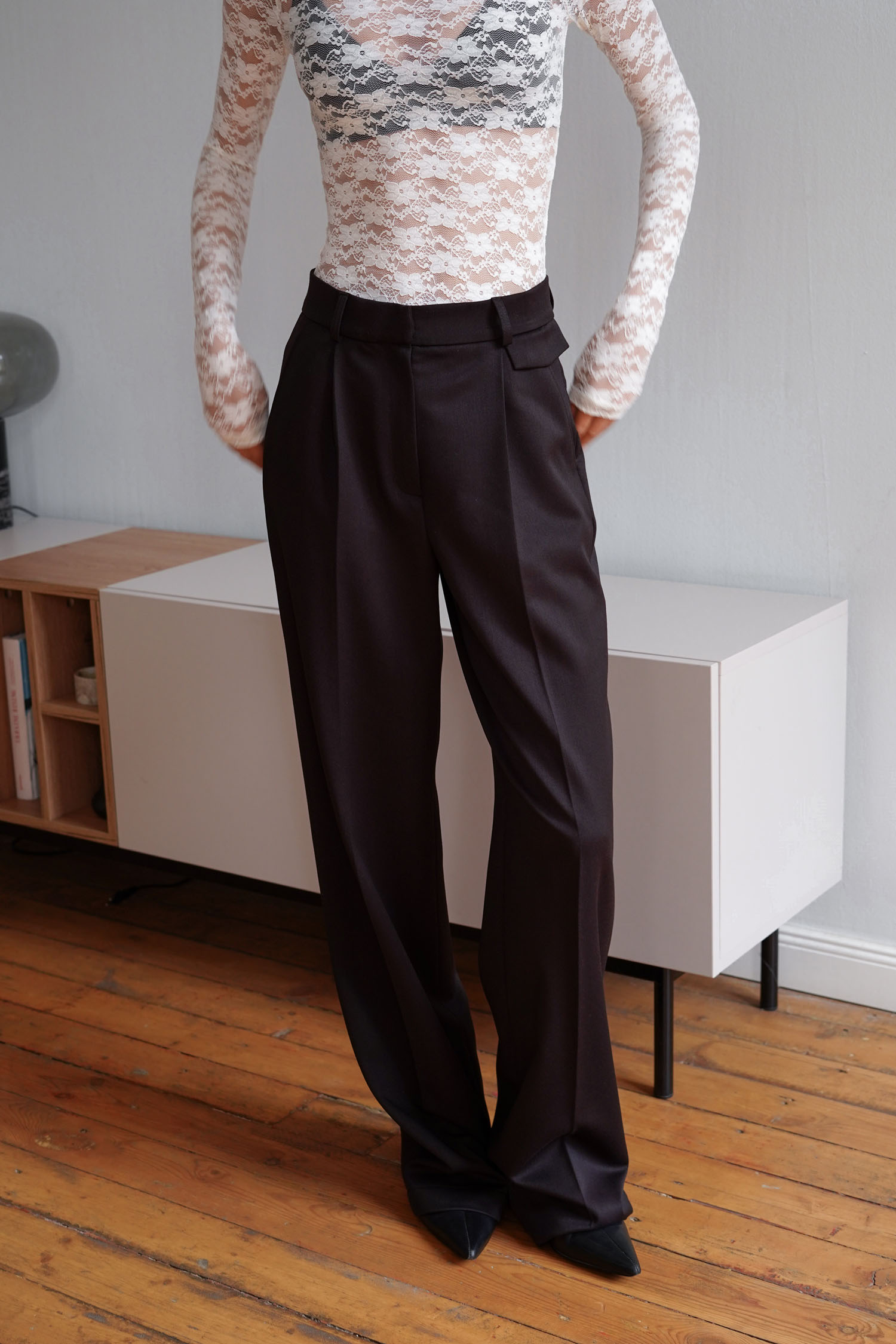 00003356-4 Брюки палаццо з декоративним клапаном шоколадні Modena THE LACE (TLA_00003356) - фото 4