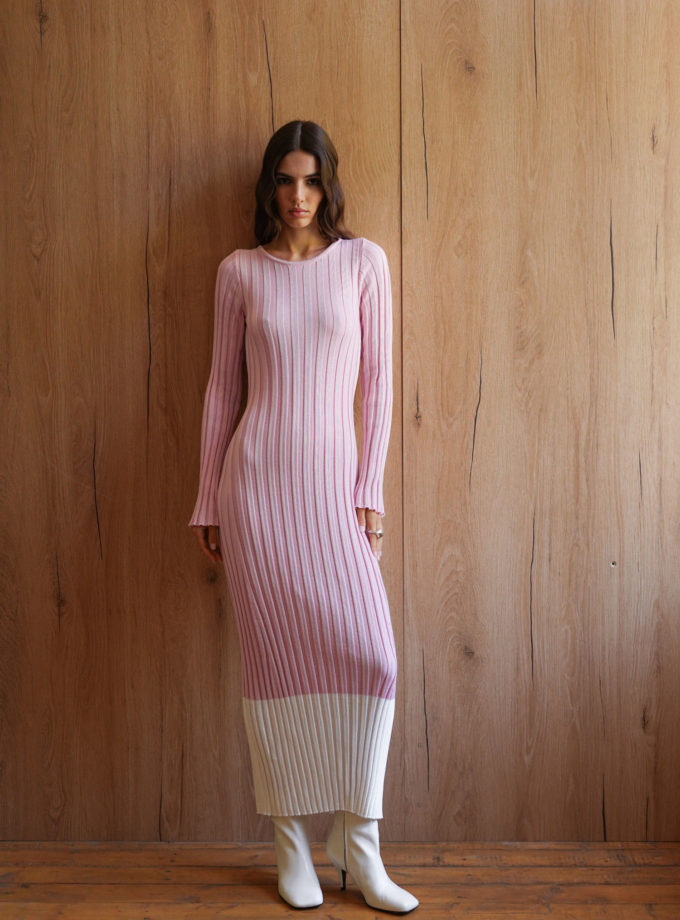 Трикотажна сукня максі з молочним низом рожева TLA_00003379, фото 1 Трикотажна сукня максі з молочним низом рожева TLA_00003379, фото 1 - в интернет магазине KAPSULA